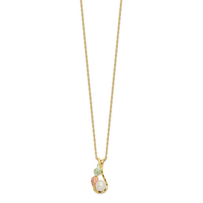 10k and 12k Tri-color Black Hills Gold Freshwater Cultured Pearl and Leaves 14k Gold-filled Chain 18 inch Necklace