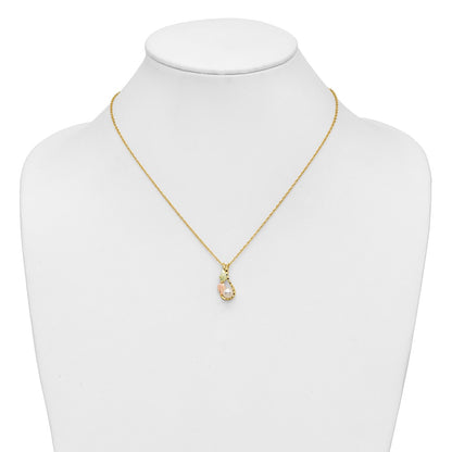 10k and 12k Tri-color Black Hills Gold Freshwater Cultured Pearl and Leaves 14k Gold-filled Chain 18 inch Necklace