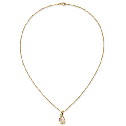 10k and 12k Tri-color Black Hills Gold Freshwater Cultured Pearl and Leaves 14k Gold-filled Chain 18 inch Necklace