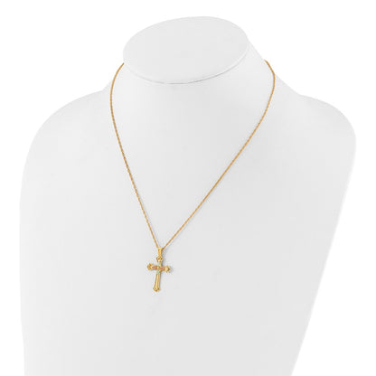 10k and 12k Tri-color Black Hills Gold Leaves on Cross 14k Gold-filled Chain 18 inch Necklace