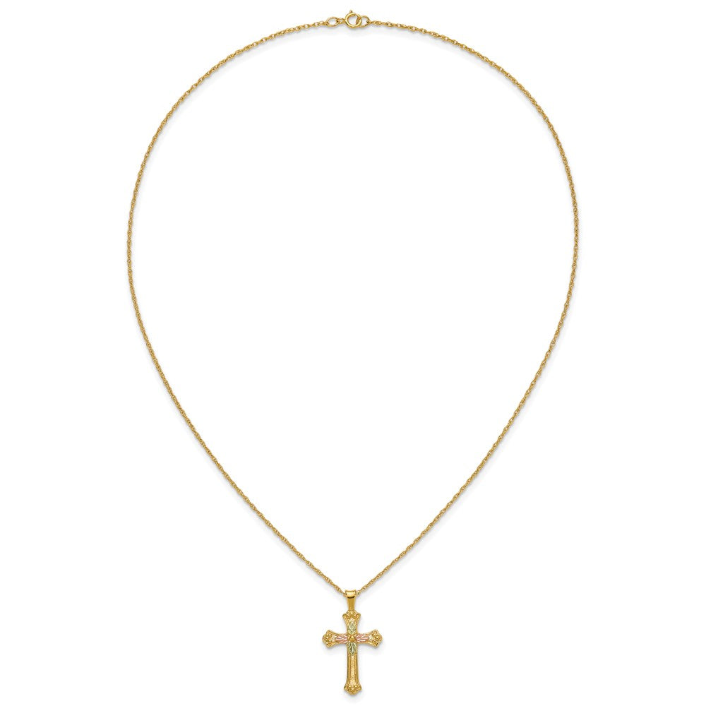 10k w/12K Accents Black Hills Gold Cross 18IN Necklace