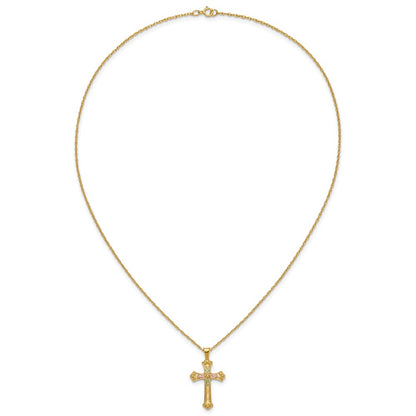 10k and 12k Tri-color Black Hills Gold Leaves on Cross 14k Gold-filled Chain 18 inch Necklace