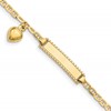 10k Polished Solid Chain/Solid Plate Puffed Heart Dangle Anchor Link 20x5mm Plate 6 inch Baby/Child ID Bracelet