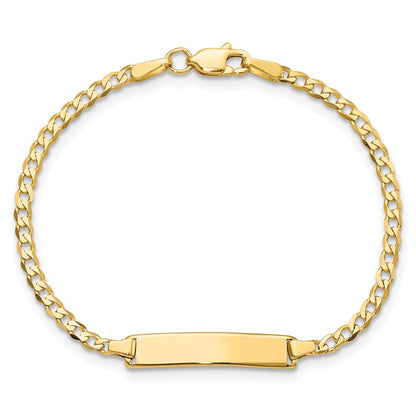 10k Solid Chain/Solid Plate Flat Curb Link 22.5x4.5mm Plate 5.5 inch Baby/Child ID Bracelet