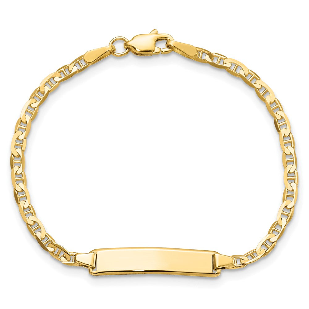 10k Solid Chain/Solid Plate Flat Anchor Link 20x4mm Plate 5.5 inch Baby/Child ID Bracelet