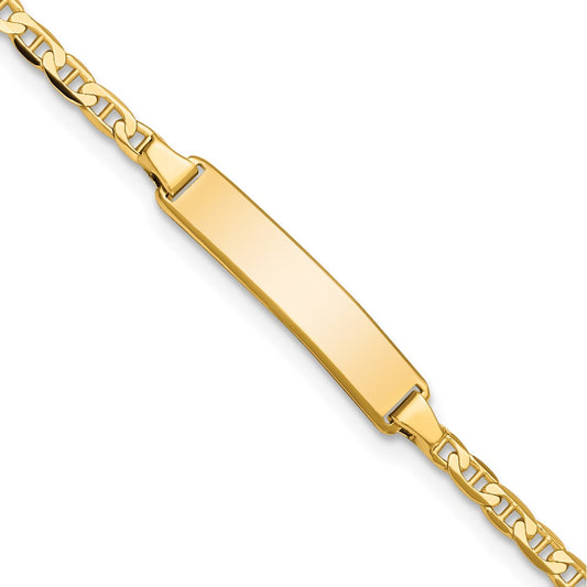 10k Solid Chain/Solid Plate Flat Anchor Link 20x4mm Plate 5.5 inch Baby/Child ID Bracelet