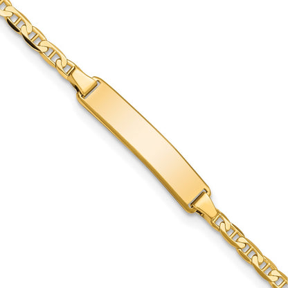 10k Solid Chain/Solid Plate Flat Anchor Link 20x4mm Plate 6 inch Baby/Child ID Bracelet