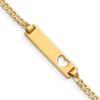 10k Polished Solid Chain/Solid Plate Curb Link Cut-out Heart 21x5mm Plate 6 inch Baby/Child ID Bracelet