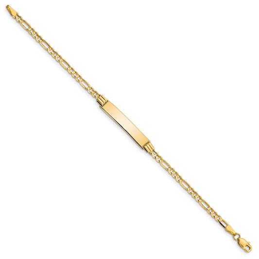 10k Polished Solid Chain/Solid Plate Figaro Link 26x5mm Plate 6 inch Baby/Child ID Bracelet