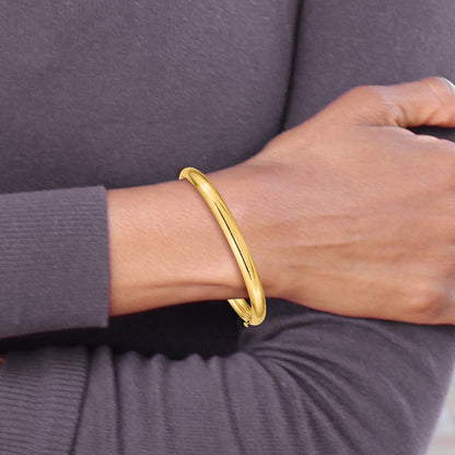 10k 3/16 Polished 5mm Hinged Baby Bangle Bracelet