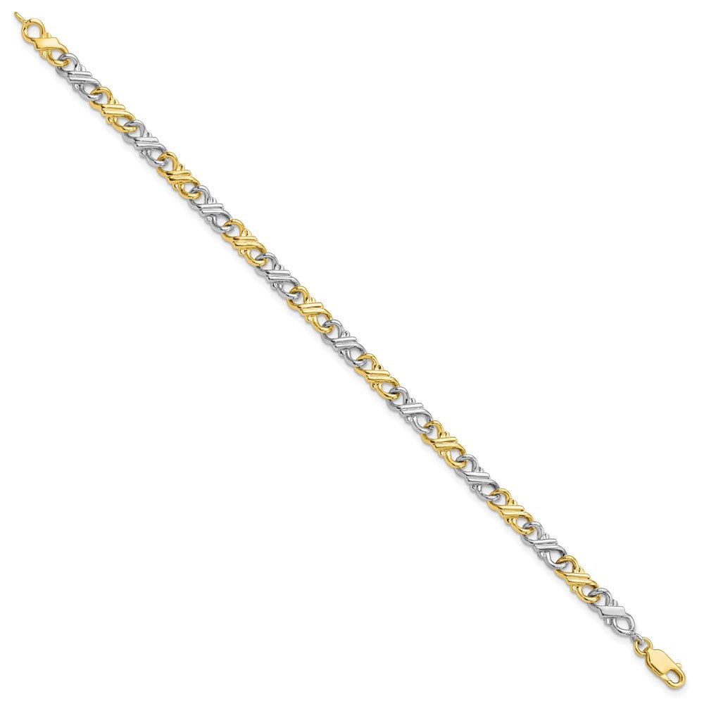 10k Two-Tone Solid Polished Fancy 7 inch Bracelet