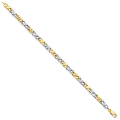 10k Two-Tone Solid Polished Fancy 7 inch Bracelet