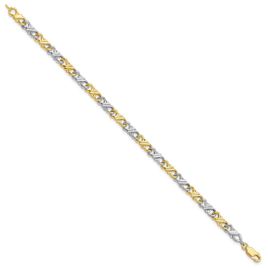 10k Two-Tone Solid Polished Fancy 7 inch Bracelet