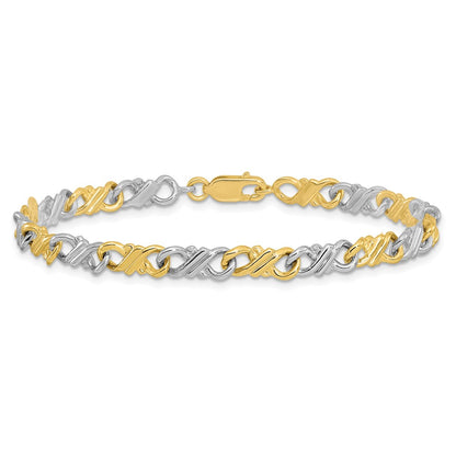 10k Two-Tone Solid Polished Fancy 7 inch Bracelet