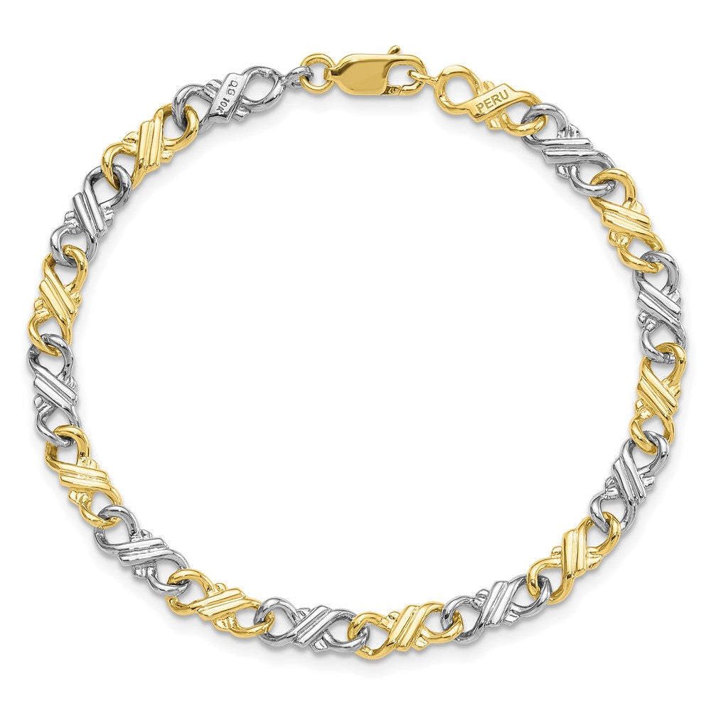 10k Two-Tone Solid Polished Fancy 7 inch Bracelet