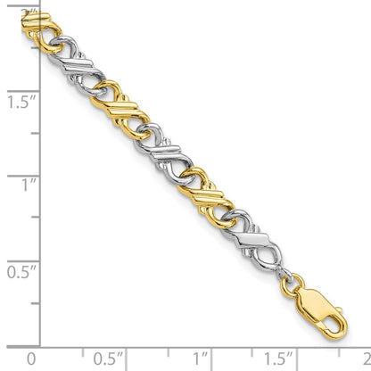 10k Two-Tone Solid Polished Fancy 7 inch Bracelet