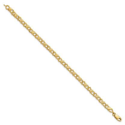 10k Solid Polished Fancy 7 inch Bracelet