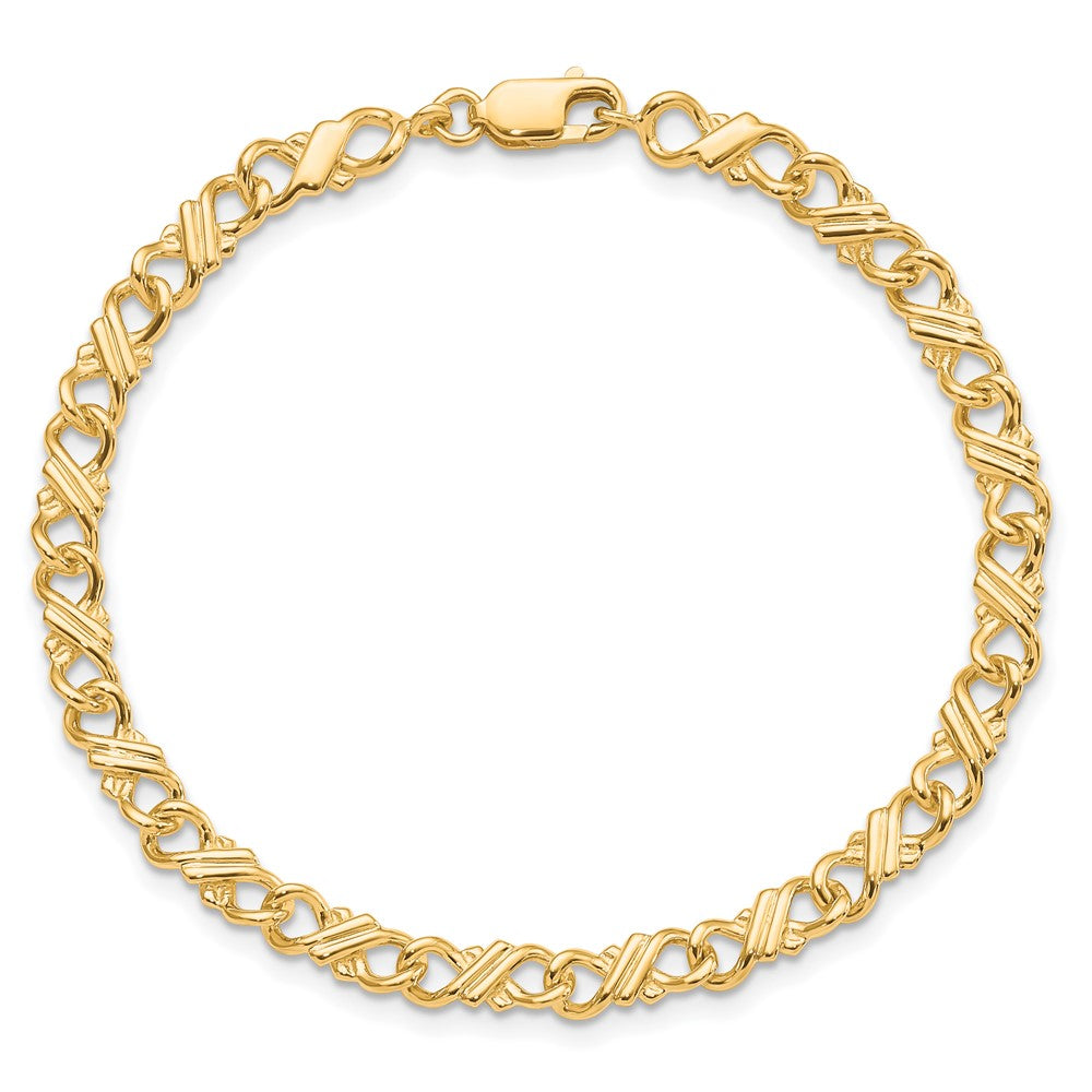 10k Solid Polished Fancy 7 inch Bracelet