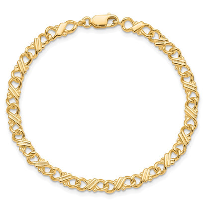 10k Solid Polished Fancy 7 inch Bracelet