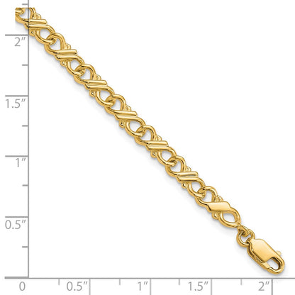 10k Solid Polished Fancy 7 inch Bracelet