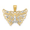 10K and White Rhodium Diamond-cut Butterfly Pendant