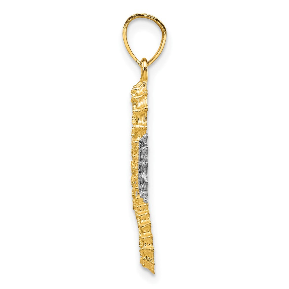 10K and White Rhodium Seahorse Charm