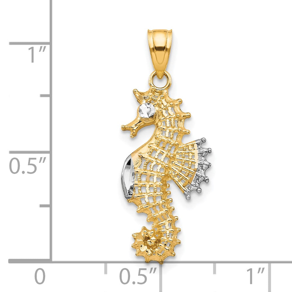 10K and White Rhodium Seahorse Charm