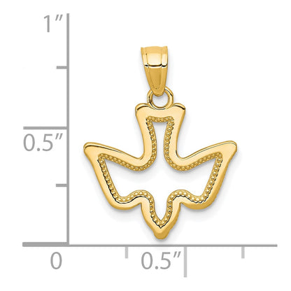 10k Polished Cut-out Dove Charm