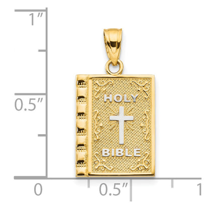 10K and White Rhodium HOLY BIBLE Charm