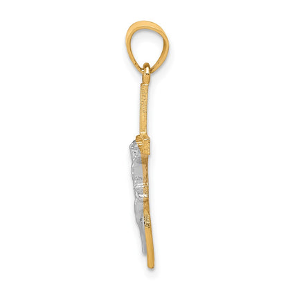 10K and White Rhodium Crucifix Pendant