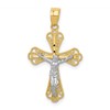 10K and White Rhodium Filigree Crucifix Pendant