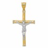 10K and White Rhodium CZ Large Crucifix Pendant