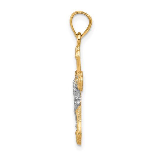 10K and White Rhodium Crucifix Pendant