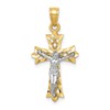 10K and White Rhodium Filigree Crucifix Pendant