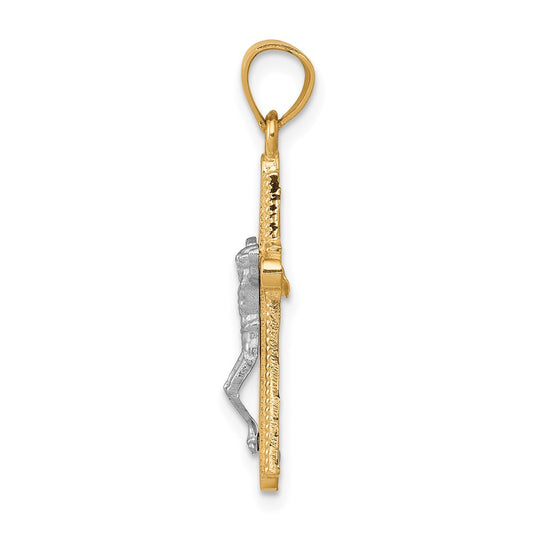 10K and White Rhodium Crucifix Pendant