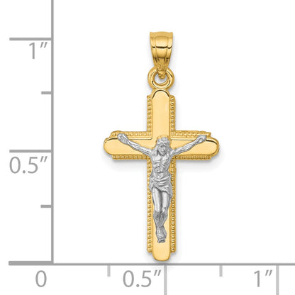 10K and White Rhodium Crucifix Pendant