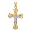 10K and White Rhodium Diamond-Cut Crucifix Pendant