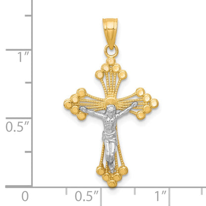10k and White Rhodium Crucifix Pendant