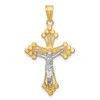 10k and White Rhodium Crucifix Pendant