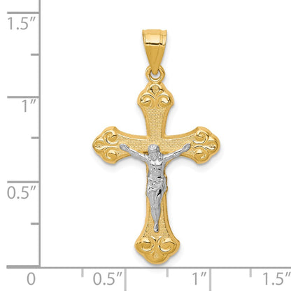 10K and White Rhodium Crucifix Pendant
