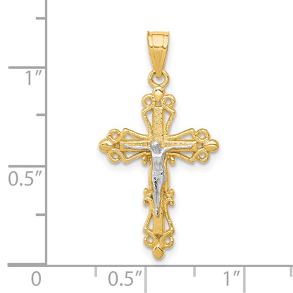 10K and White Rhodium Crucifix Pendant