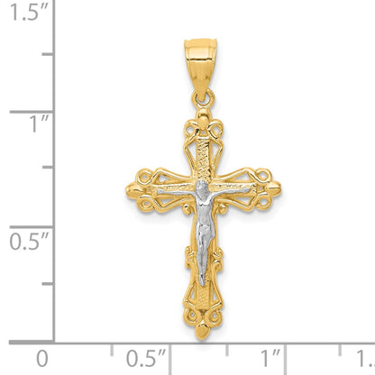 10K and White Rhodium Crucifix Pendant