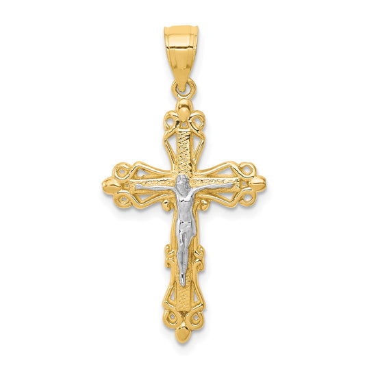10K w/Rhodium Crucifix Pendant
