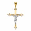 10K and White Rhodium Polished CZ Large Crucifix Pendant