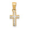 10K and White Rhodium Tiny Diamond-Cut Cross Pendant