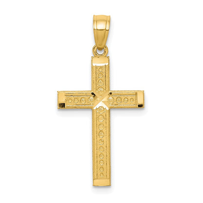 10k Diamond-cut Cross Pendant