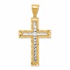 10K and White Rhodium Large Diamond-Cut Cross Pendant