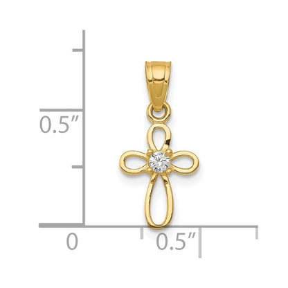 10k Small CZ Cross Pendant