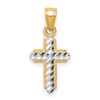 10K and White Rhodium Diamond-Cut Cross Pendant