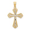 10K and White Rhodium Diamond-Cut Cross Pendant